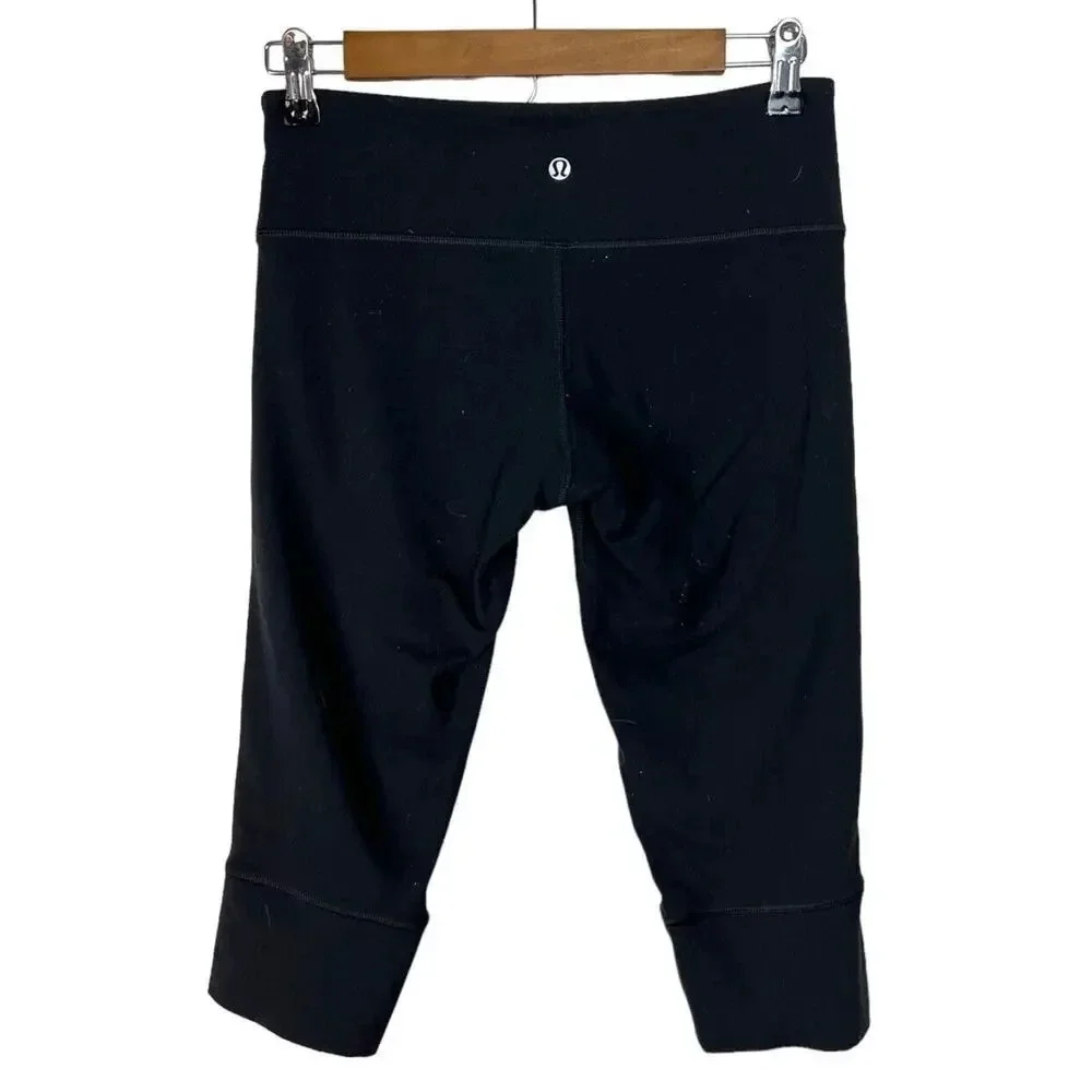 Lululemon Black Capri Leggings Unknown Size Refer To Measurements Yoga Women’s